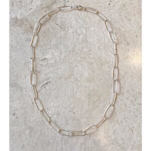 Sterling Silver, brand new 925 silver on-trend stylish paperclip necklace 18"